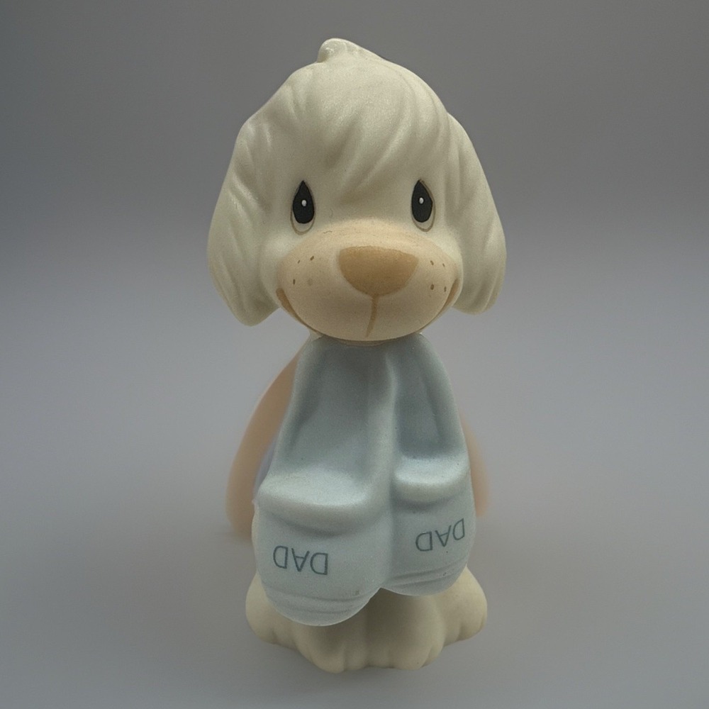 1994 PRECIOUS MOMENTS Enesco Dog With Dad's Slippers Porcelain Figurine 2.5"